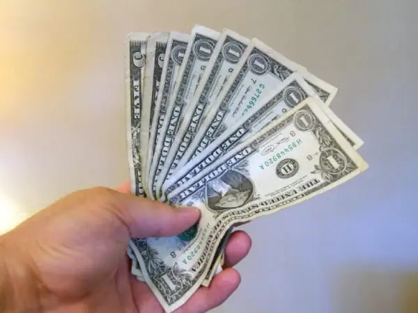 A person holding a bunch of money in their hand.